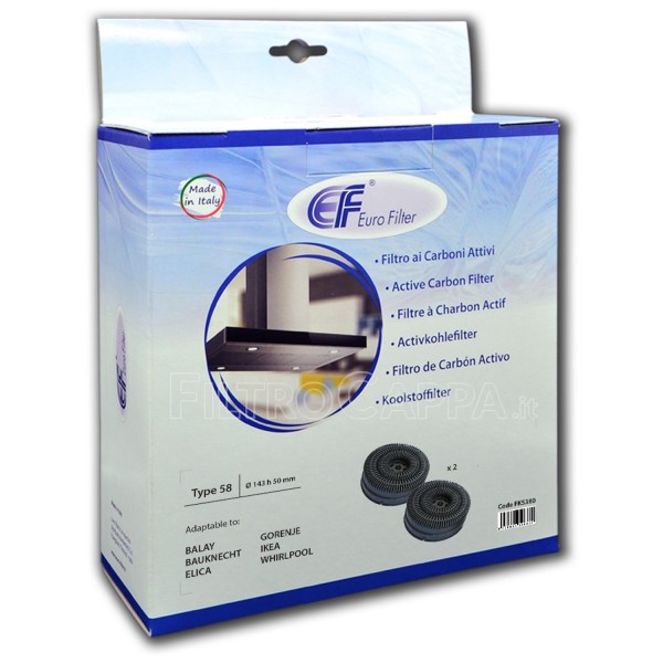 CHARCOAL FILTER ( 2 PCS ) ELICA COOKER HOOD DIAMETER 14 CM mod 58 FKS380
