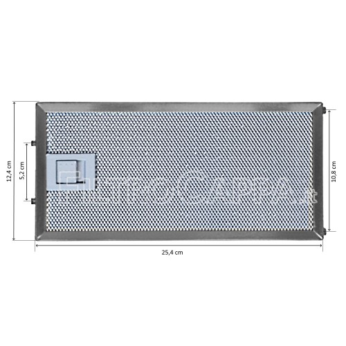 Metallfilter 12,4 x 25,4 cm für FABER FRANKE SMEG IKEA Dunstabzugshaube 133.0377.820