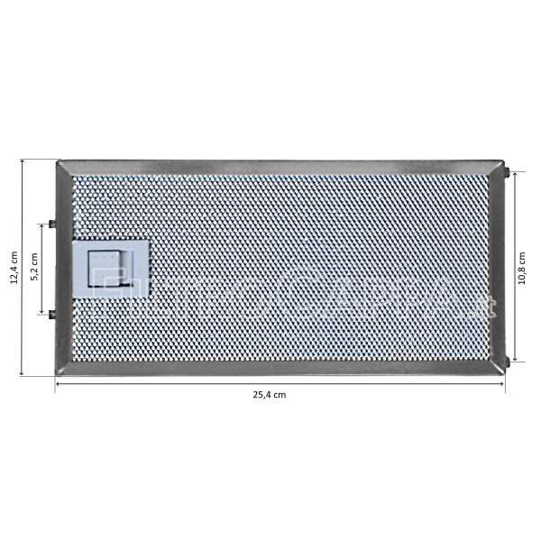 Filtre métallique 12,4 x 25,4 cm pour hotte FABER FRANKE SMEG IKEA 133.0377.820