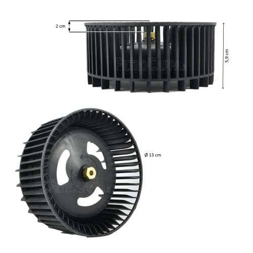 FABER FRANKE SMEG EXAUSTOR RODA DO VENTILADOR DIÂMETRO 13 CM ESPESSURA 5,9 CM ROTOR DIREITO 133.0016.960