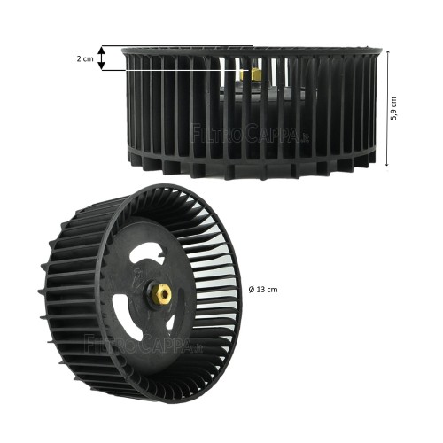 FABER FRANKE SMEG EXAUSTOR RODA DO VENTILADOR DIÂMETRO 13 CM ESPESSURA 5,9 CM ROTOR ESQUERDO 133.0016.961