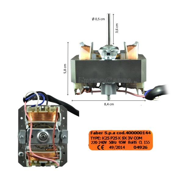 MOTOR FOR COOKER HOOD FABER SMEG K25 P25 SX 3 SPEED COMMON WIRE 400000144 133.0156.225