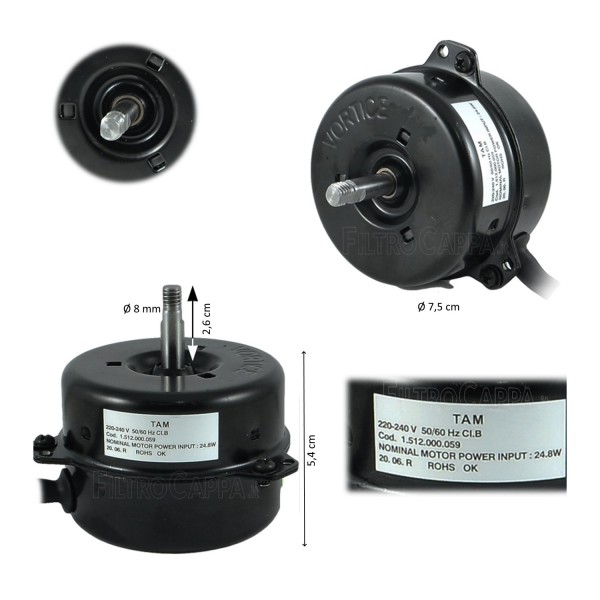 MOTOR FOR GLASS OR WALL VORTICE EXTRACTOR 150/6 12611 1.512.000.046 1.512.000.059
