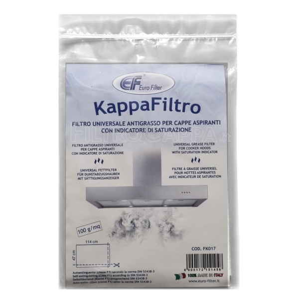 FILTRO CAPPA UNIVERSALE ANTIGRASSO CON INDICATORE SATURAZIONE MISURE 47 X 114 CM