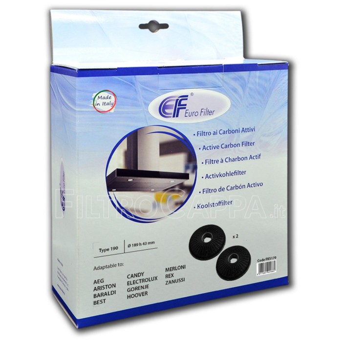 Charcoal Filter (Pack of 2 Pieces) for Faber Best Baraldi Franke Cooker hood Diameter 19 Cm Mod D 190 Fks170
