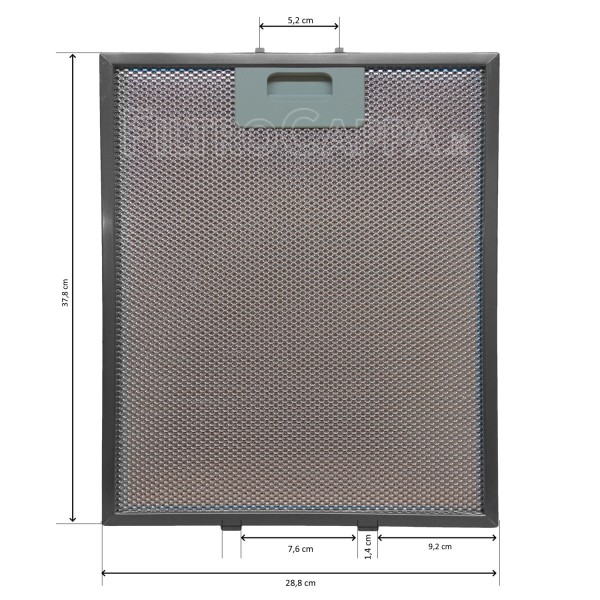 FILTRO METALLICO 37,8 x 28,8 CM PER CAPPA ELICA TURBOAIR GF03RB