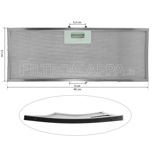 Metal Filter Alluminium 45 X 17 Cm Curved For Elica Turboair Cooker Hood 10801290451