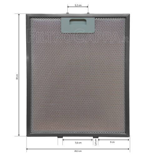 FILTRE MÉTALLIQUE 38 x 28,3 CM ELICA TURBOAIR HOTTE GF03QB