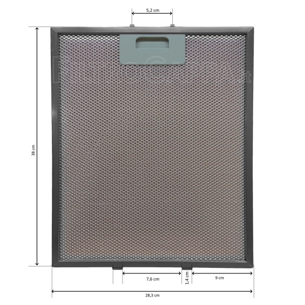 METAL FILTER 38 x 28,3 CM ELICA TURBOAIR COOKER HOOD GF03QB