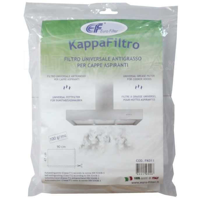 FILTRO CAPPA UNIVERSALE TESSUTO ANTIGRASSO SPESSORE 8 MM MISURE 50 X 90 CM