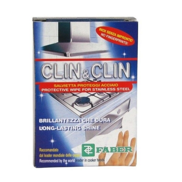 FABER KIT 5 SALVIETTE Clin & Clin PULIZIA E LUCENTEZZA ACCIAIO INOX 112.0157.293