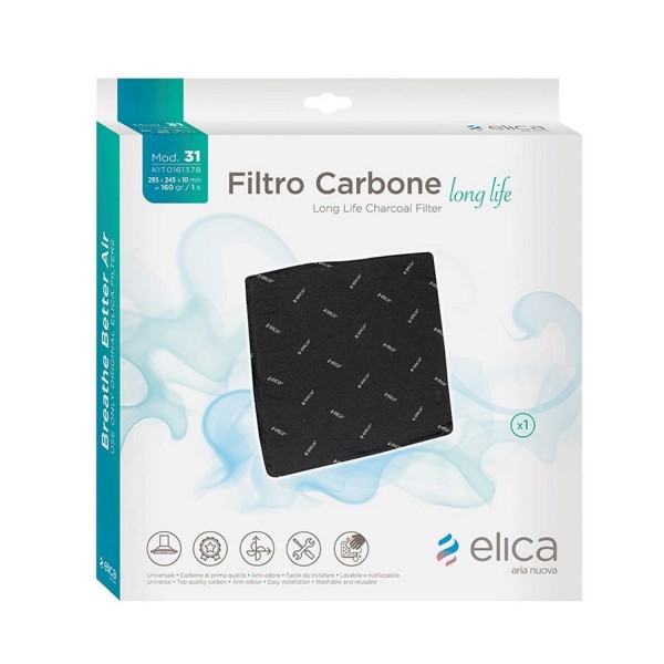 FILTRO CARBONE ATTIVO LONG LIFE ELICA 28,5 X 24,5 CM mod.31 - ORIGINALE - KIT0161378