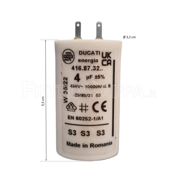 VORTICE CAPACITOR FOR VORTICE MOTOR 4 uf 5.157.000.347