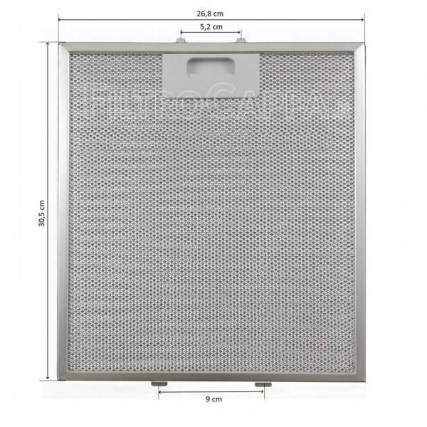 Filtro Metálico Aluminio 30,5 x 26,8 cm para Campanas Extractoras Elica Electrolux Smeg Ikea FKA40