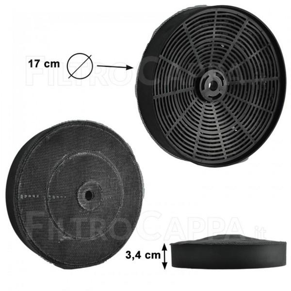 Filtro de carbón de 17 cm de diámetro para campana extractora ELICA TURBOAIR ELECTROLUX mod 46 FKS046