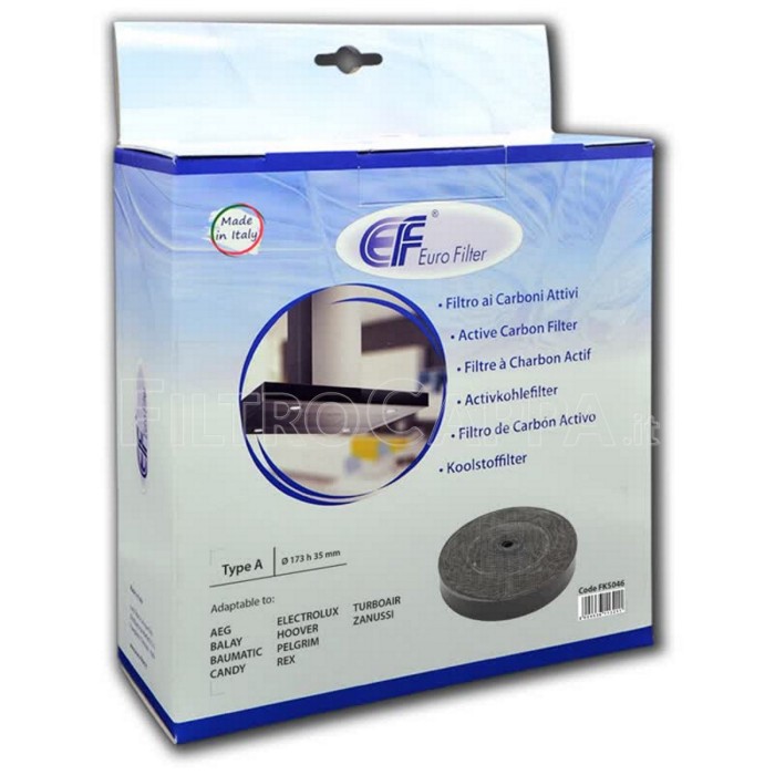 Filtro de carbón de 17 cm de diámetro para campana extractora ELICA TURBOAIR ELECTROLUX mod 46 FKS046