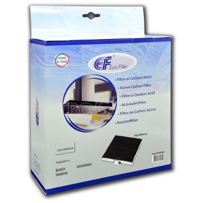 Filtro de carbón de alta eficiencia de 23,2 x 21,5 cm para campana extractora BOSCH SIEMENS 00705431 FKS167BSH