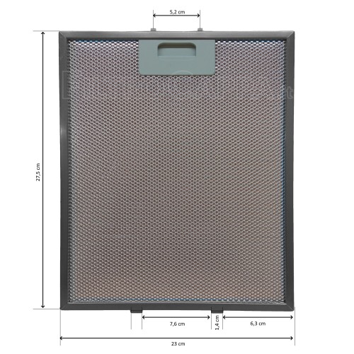 Filtre en métal aluminium 23,1 x 27,6 cm pour hotte aspirante Elica Turboair Smeraldo GF01QB