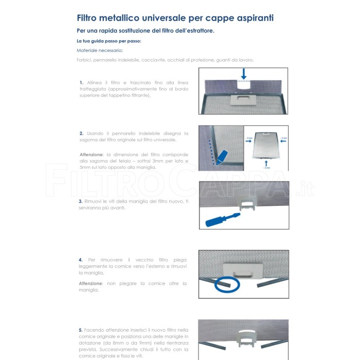 Filtro metálico universal de aluminio 60 x 40 cm para campanas extractoras R553333