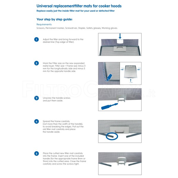 Filtro metálico universal de aluminio 60 x 40 cm para campanas extractoras R553333