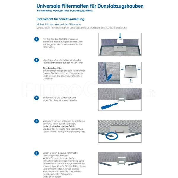 UNIVERSAL REPLACEMENTFILTER MATS FOR COOKER HOODS R553333