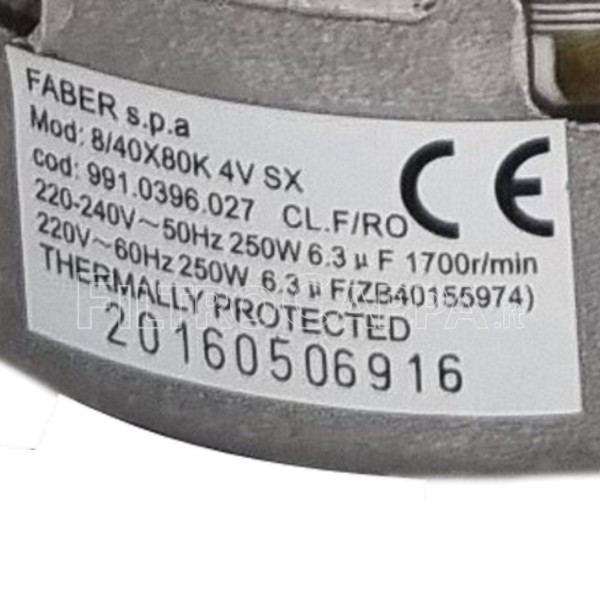 Moteur pour hotte Faber Franke Mod 8/40X80K 4V SX 991.0396.027