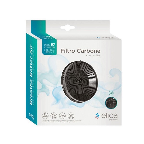 Filtro Carbone (Conf. 2 Pezzi) Attivo Elica Diametro 18 Cm Mod. 57 - Originale - KIT0161388