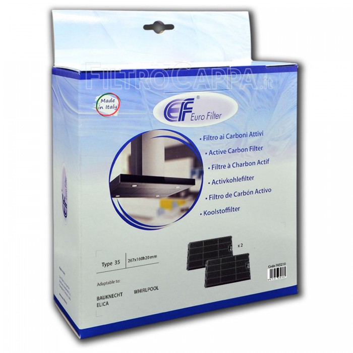 Filtre actif à charbon 26,7 x 16 cm pour hotte Elica Whirpool FKS210