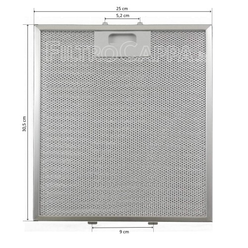 Filtro metálico 25 x 30,5 cm para campana extractora Smeg 063410712