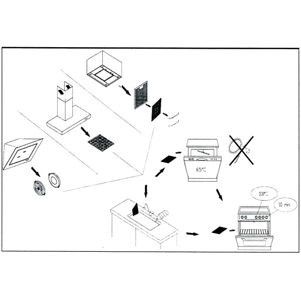 FILTRE À CHARBON LONGUE DURÉE 20 X 27 X 1 CM LAVABLE AVEC PIÈCE DE RECHANGE D'ORIGINE ANCIENNE PCRL1