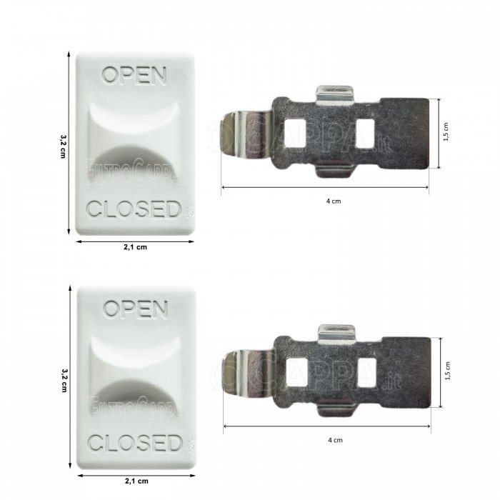 Maniglia bianca aggancio sgancio griglia filtro (Kit 2 Pezzi) Cappa Elica Turboair Maniglia bianca aggancio sgancio griglia filtro (Kit 2 Pezzi) Cappa Elica Turboair