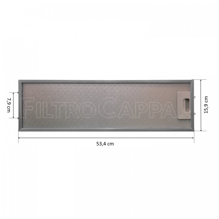 Grille fixe de filtre métallique pour hotte Elica 53,4 x 15,9 cm GF04TD