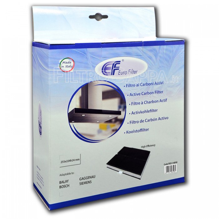 Filtro al carbone 25,5 x 22,4 cm per cappa Bosh Siemens FKS170BSH Filtro al carbone 25,5 x 22,4 cm per cappa Bosh Siemens FKS170BSH