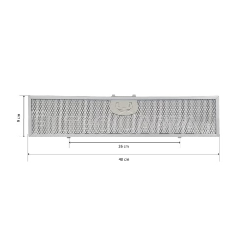 Filtre métallique aluminium 40 x 9 cm pour hotte AIRONE ACFMAA9X09X40MC000