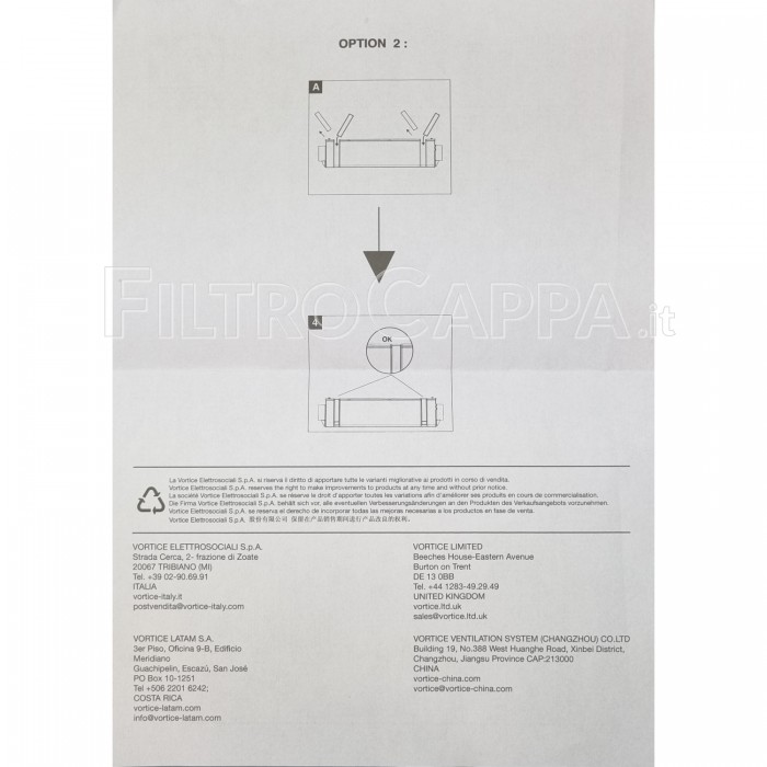 Filtre M5 227x212x24 pour Vortice Vort Hri 200 Phantom VMC 11290 21431