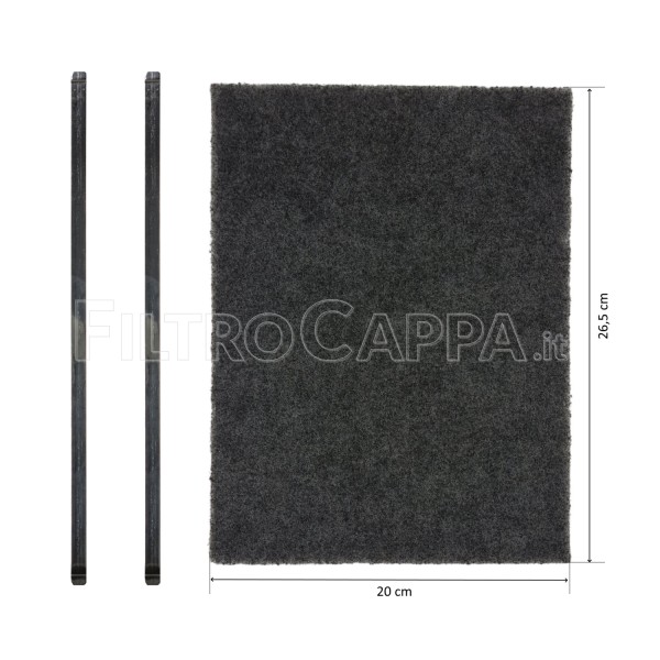 Filtre à charbon 26,5 x 20 x 1 cm pour hotte AIRONE HAMLET PCR5 ACFCRETT30X20X1010