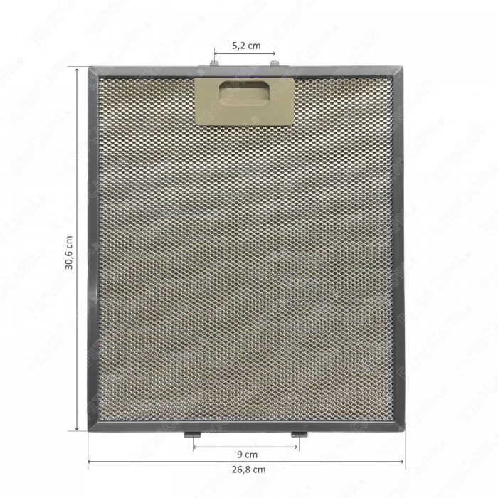 Filtro metallico alluminio 26,8 x 30,6 cm per cappa Elica LOL GRI0185179A