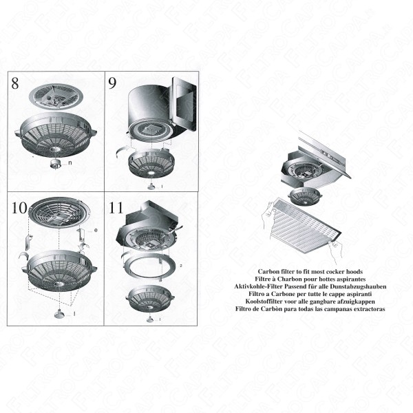 Universal Charcoal Filter for Cooker Hood with Various Adapters FKS505