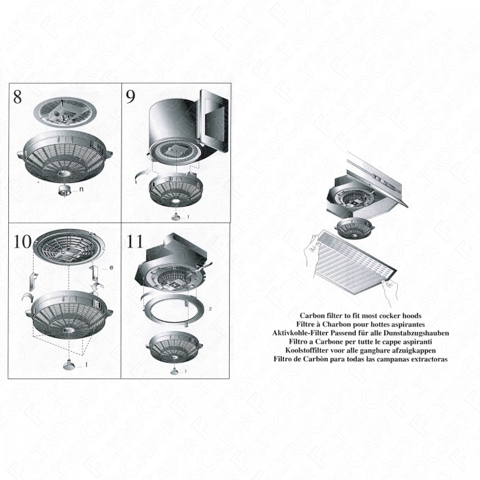 Universal Charcoal Filter for Cooker Hood with Various Adapters FKS505