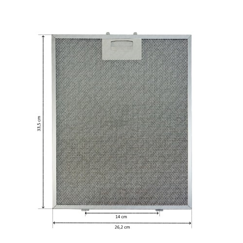 Filtro metálico de aluminio 26,2 X 33,5 cm para campana extractora Silverline YT142.2120.09