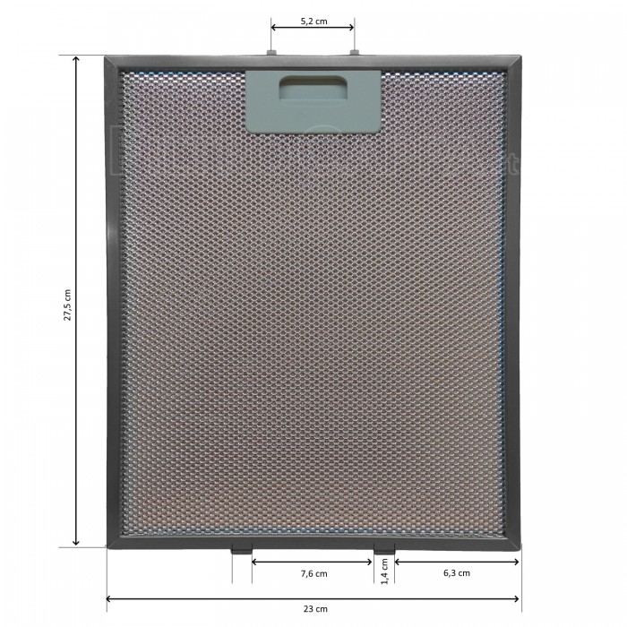 Filtro de aluminio metálico 23,1 x 27,6 cm para campana extractora Elica Turboair Smeraldo GF01QB
