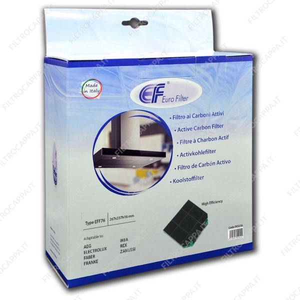 Filtro carbone Long Life 26,7 x 23,7 cm Faber Electrolux FILTER TYPE EFF76 FKS336