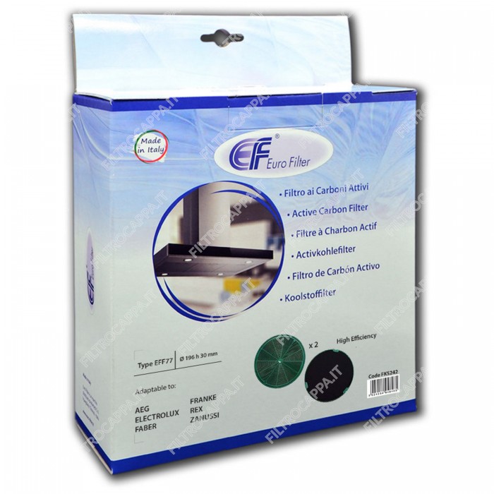Filtro Carbone (2 pz) Diametro 19,6 cm Long life per Cappa Faber Franke FLL8 FKS242