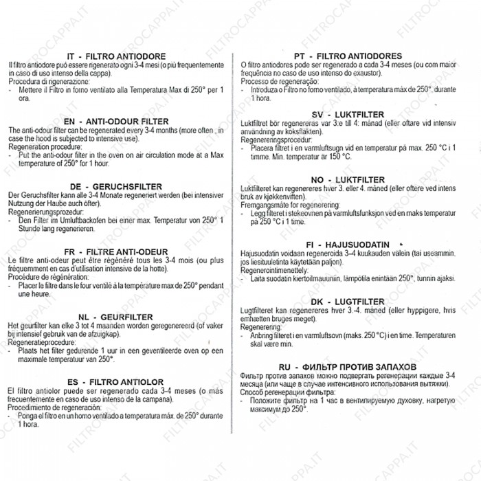 Filtre à charbon en céramique en nid d'abeille Faber Franke 112.0548.448