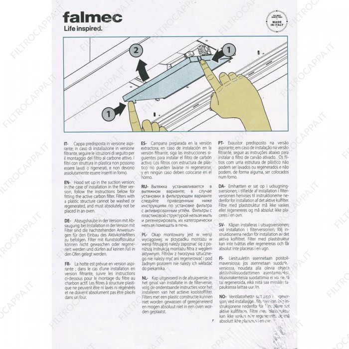 Carbon Zeo Long Life Filter 25 x 17.5 cm for FALMEC Cooker Hood KACL.961