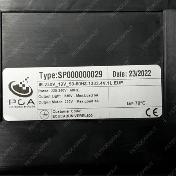 Unidade de controle eletrônico para teclado de exaustor Airone CECUCABUNIVEREL500 Unidade de controle eletrônico para teclado de exaustor Airone CECUCABUNIVEREL500