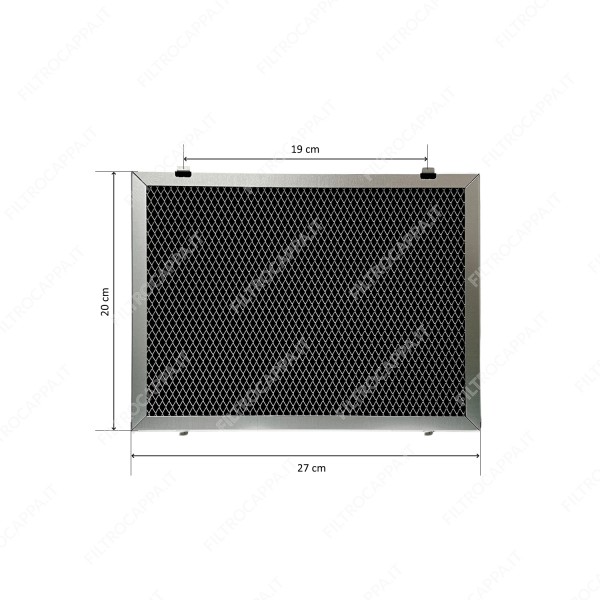 Filtro metallico 20,2 x 27,1 cm carbone attivo Long Life lavabile ACFTCLA20X27X15000