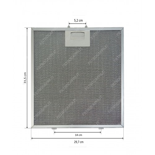 Filtro metallico alluminio 31,5 x 29,7 cm per Cappa Silverline YT142.3340.02