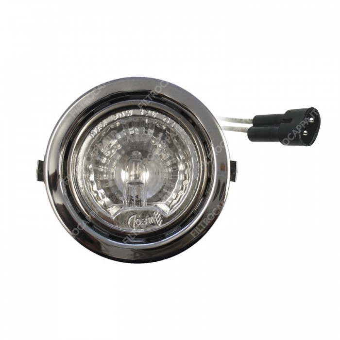 Chrom Halogenstrahler mit transparentem Glas 12V 20W AIRONE FALMEC BARRIVIERA LAV.IN GALVAMET