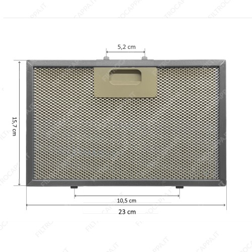 Filtro metálico de aluminio 23 x 15,7 cm para campana extractora TECNOWIND CILINDRO